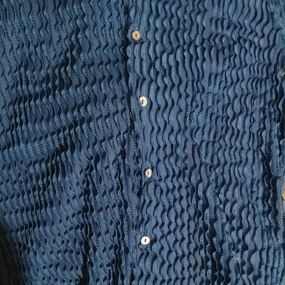 Blue Ruffle Shirt - Size XL - By GALLERY LTD - Picture 4 of 8